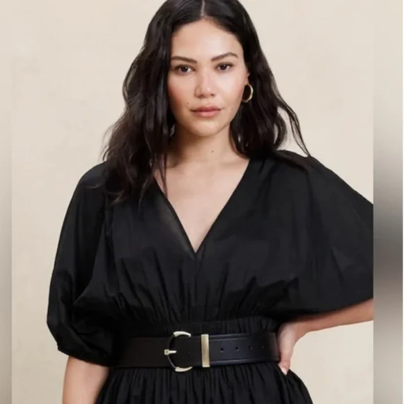 Banana Republic Black Belted Midi Dress - Picture 2 of 5